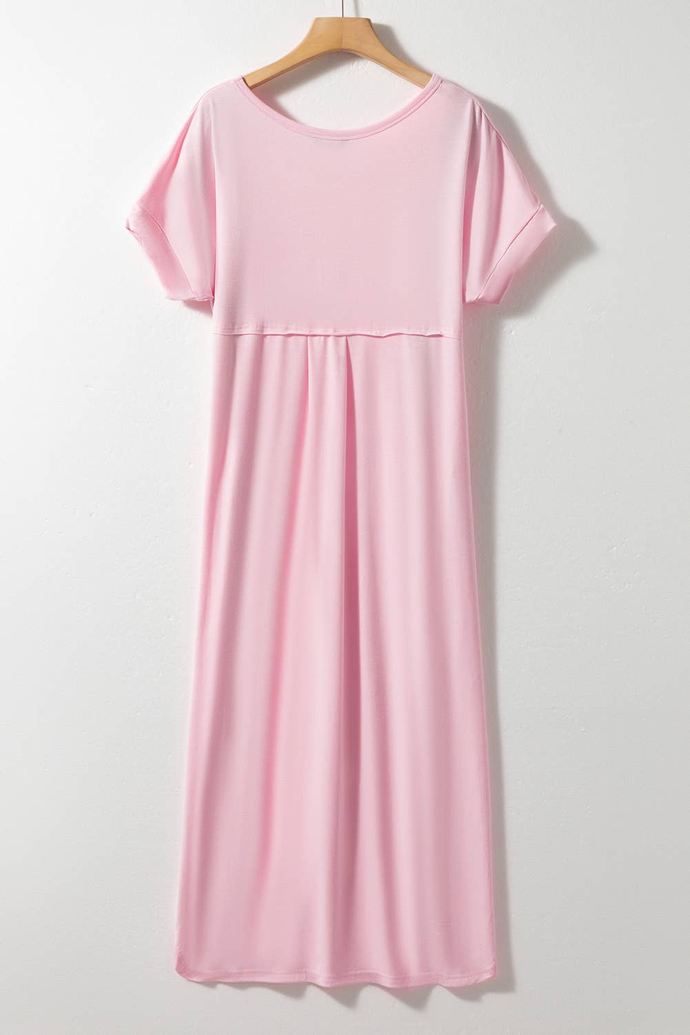 Lovesoft - V Neck Hidden Pocket Splits Maxi T-shirt Dress
