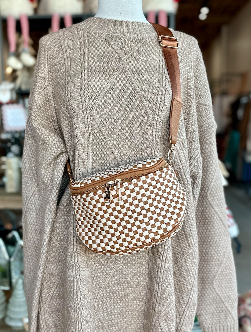Hart & Lux - Birdie Saddle Checkered Crossbody Bag