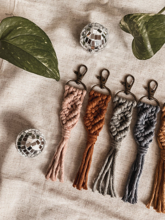 Offhand Fibers - Neutrals Macrame Keychain | Bag Charm