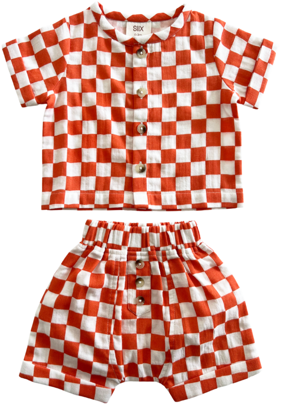 SIIX Collection - Tangerine Checkerboard / Organic Finley Set (Baby - Kids)