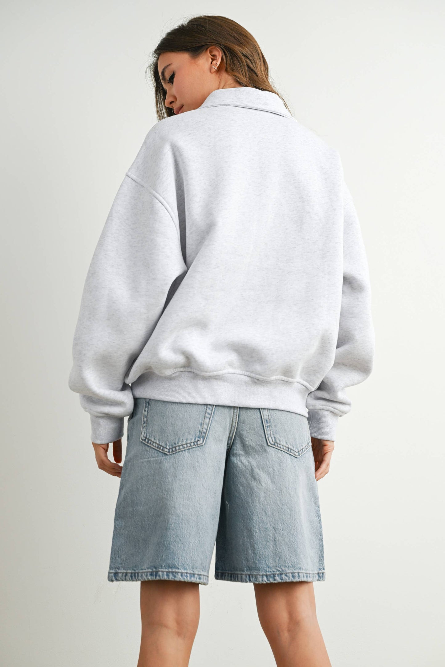 BUTTERMELON - Loose Collared Quarter-Zip Top - BMT7794