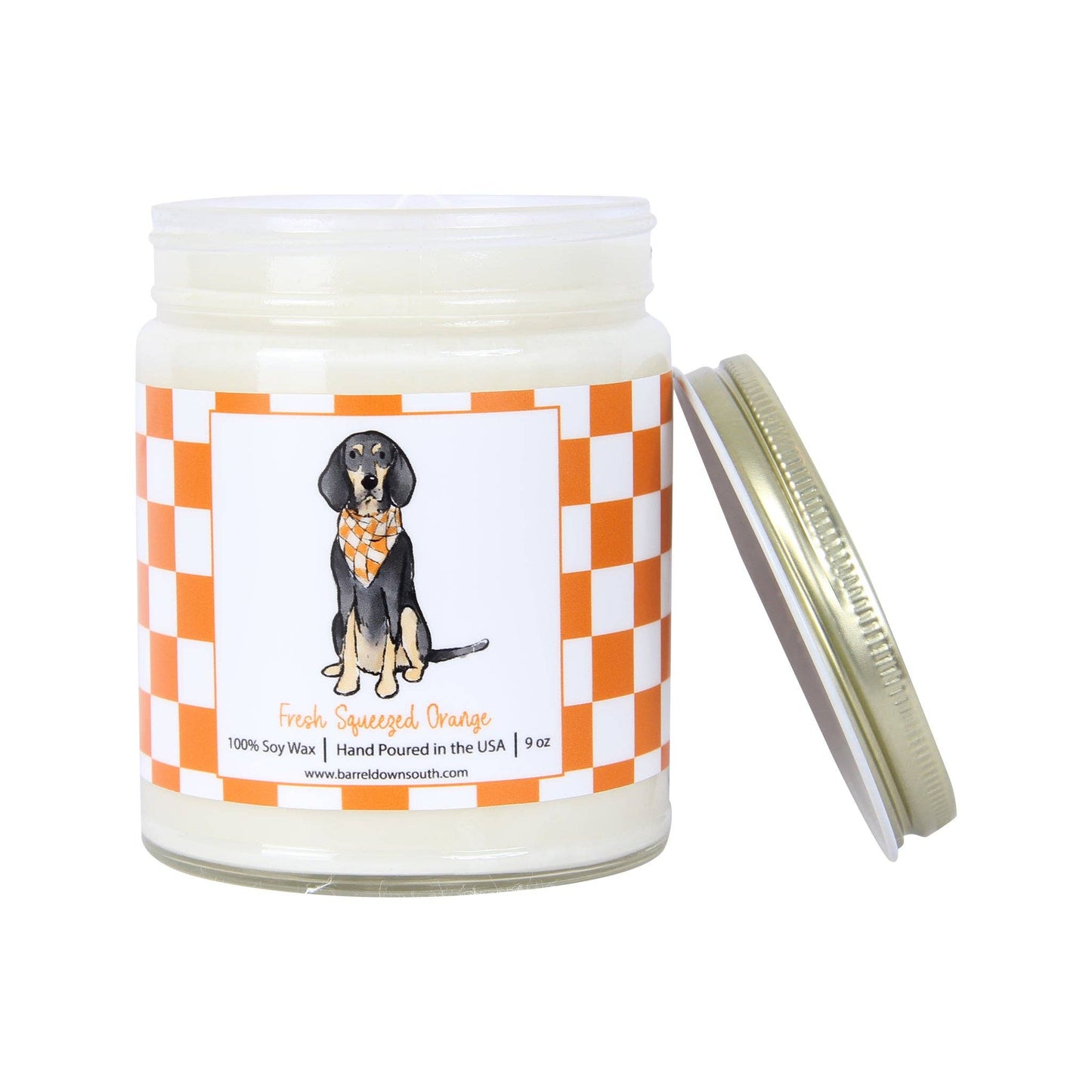 Barrel Down South - Bluetick Coonhound Checkerboard Candle