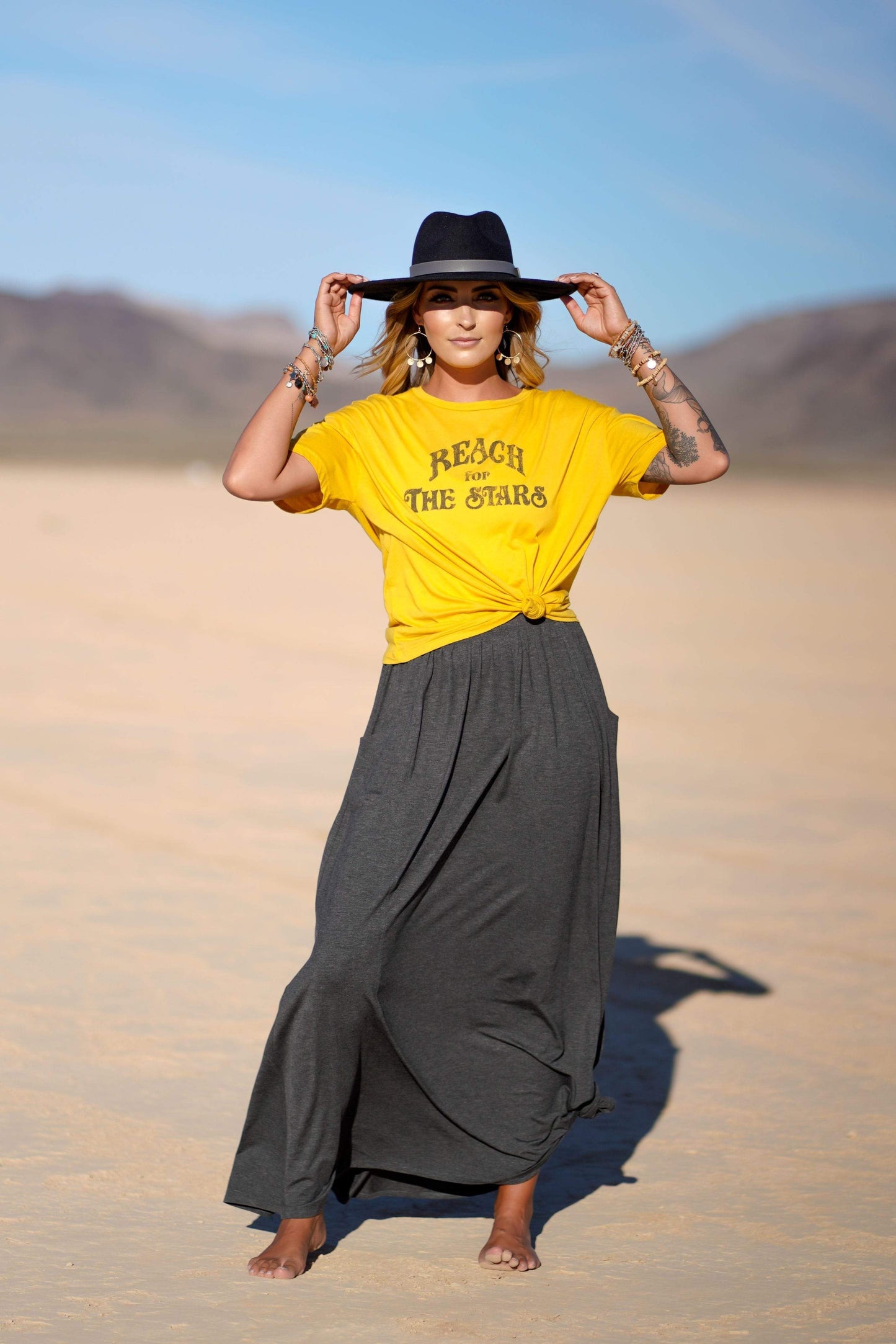 Three Bird Nest - The Perfect Pocketed Maxi Skirt - Charcoal