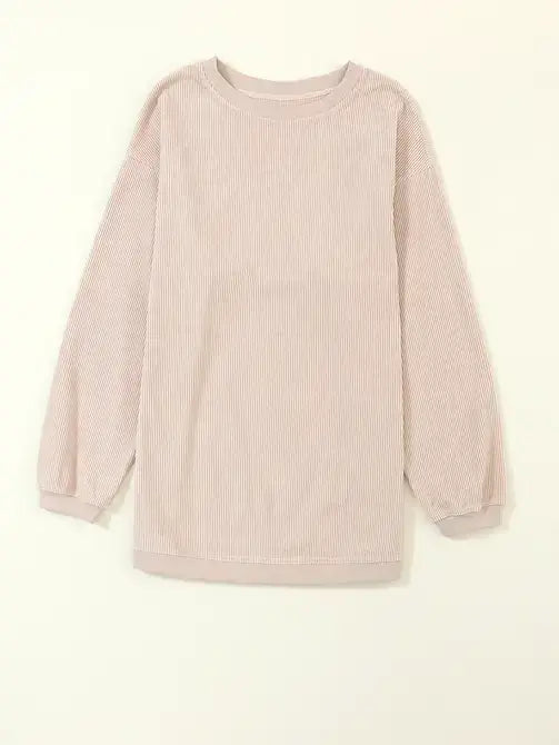 Lovesoft - Orange Long Sleeve Ribbed Corded Oversized Sweatshirt