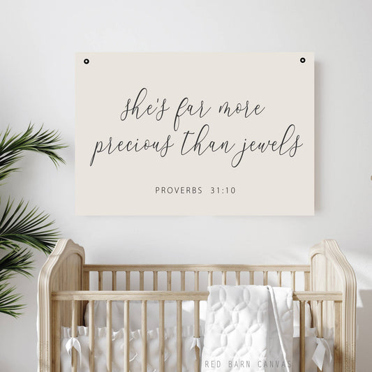 Red Barn Canvas - She's far more precious than jewels