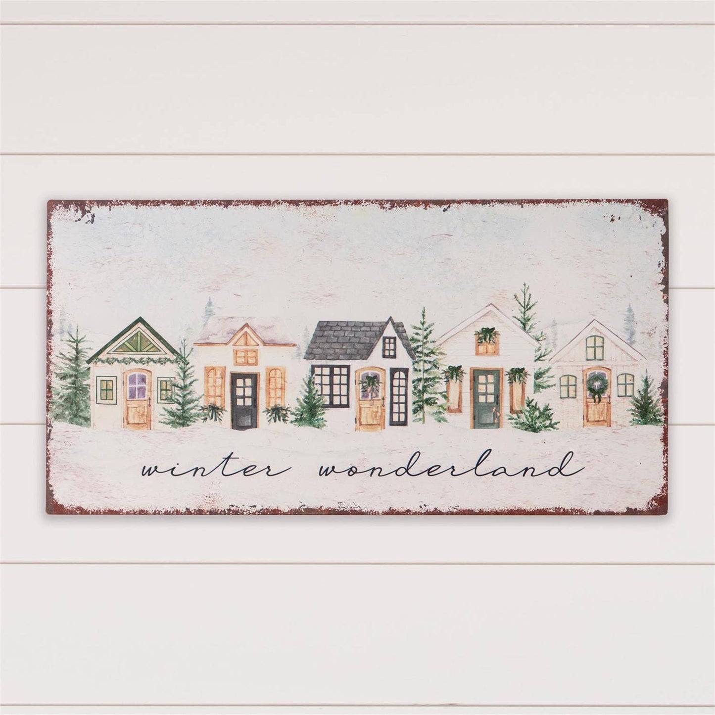 Audrey's Home & Gift - Metal Sign - Cozy Winter Cottages (PC)