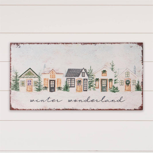 Audrey's Home & Gift - Metal Sign - Cozy Winter Cottages (PC)