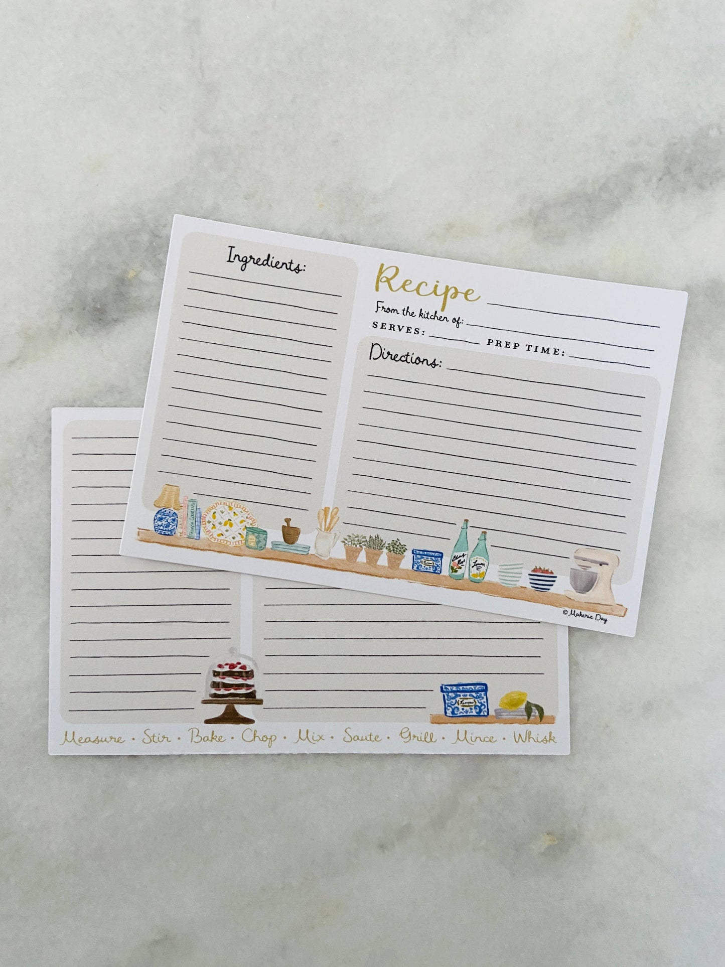 Makerie Day - Recipe Cards - Set of 12  Chinoiserie Design