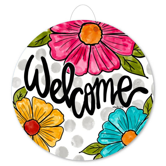 Baxter & Me - Welcome 3 Flowers Door Hanger
