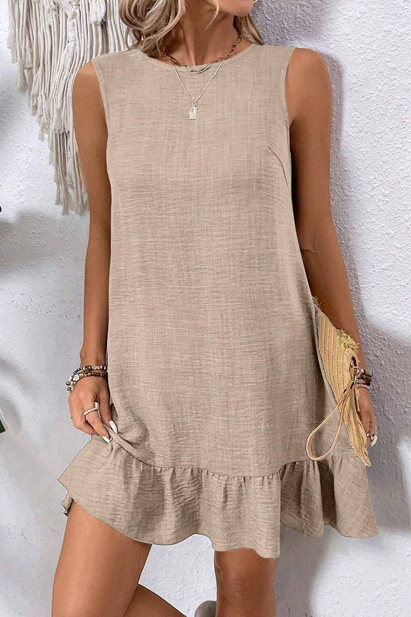 NINEXIS - CWDSD7142_RUFFLED SLEEVELESS CASUAL TANK DRESS