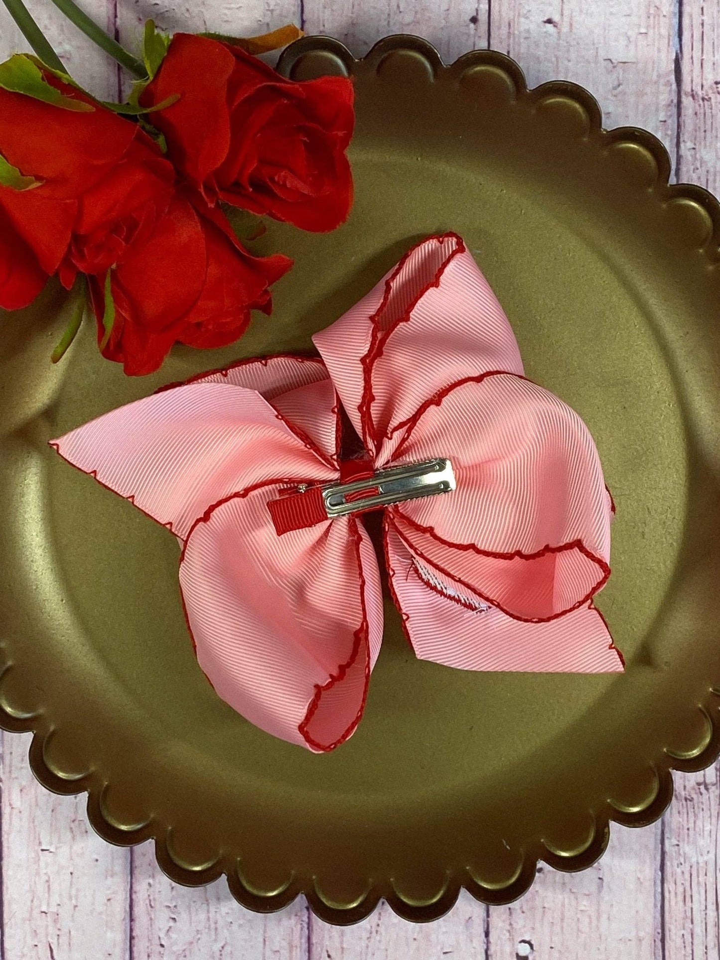 The Hair Bow Company - Strawberry Embroidered Moonstitch Hair Bow | Clip or Headband