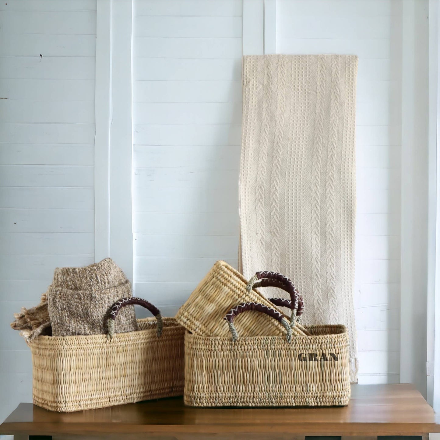 Gran Wholesale - Market Reed Storage & Leather Baskets Shopping Bag