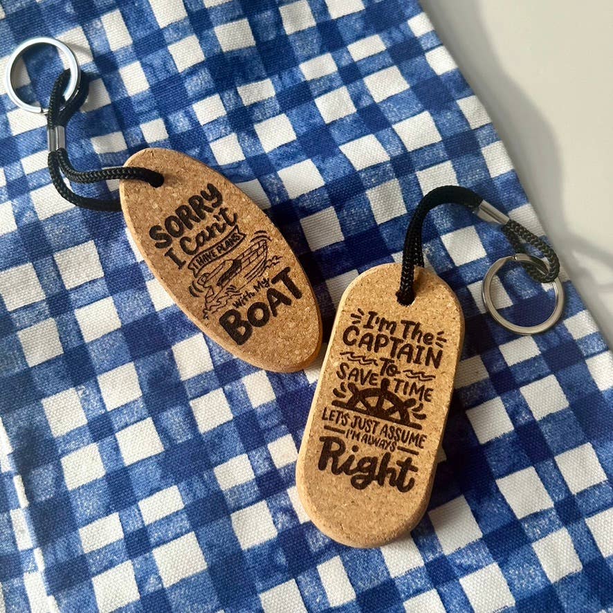 The Lillie Pad - Floating Cork Keychain Boat, Lake - One-sided design