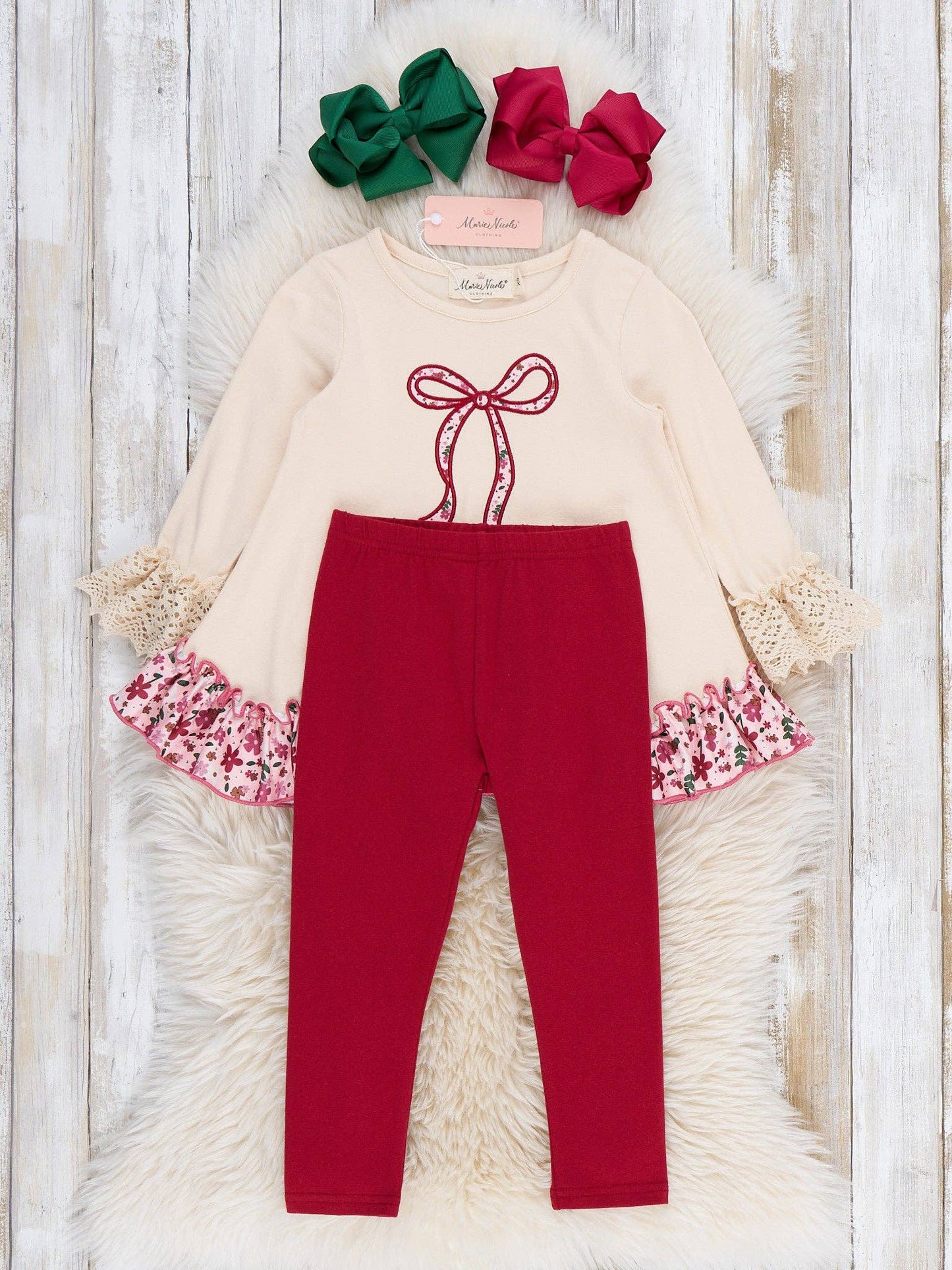 Marie Nicole Clothing - Blooming Fall Bow Ruffle Outfit