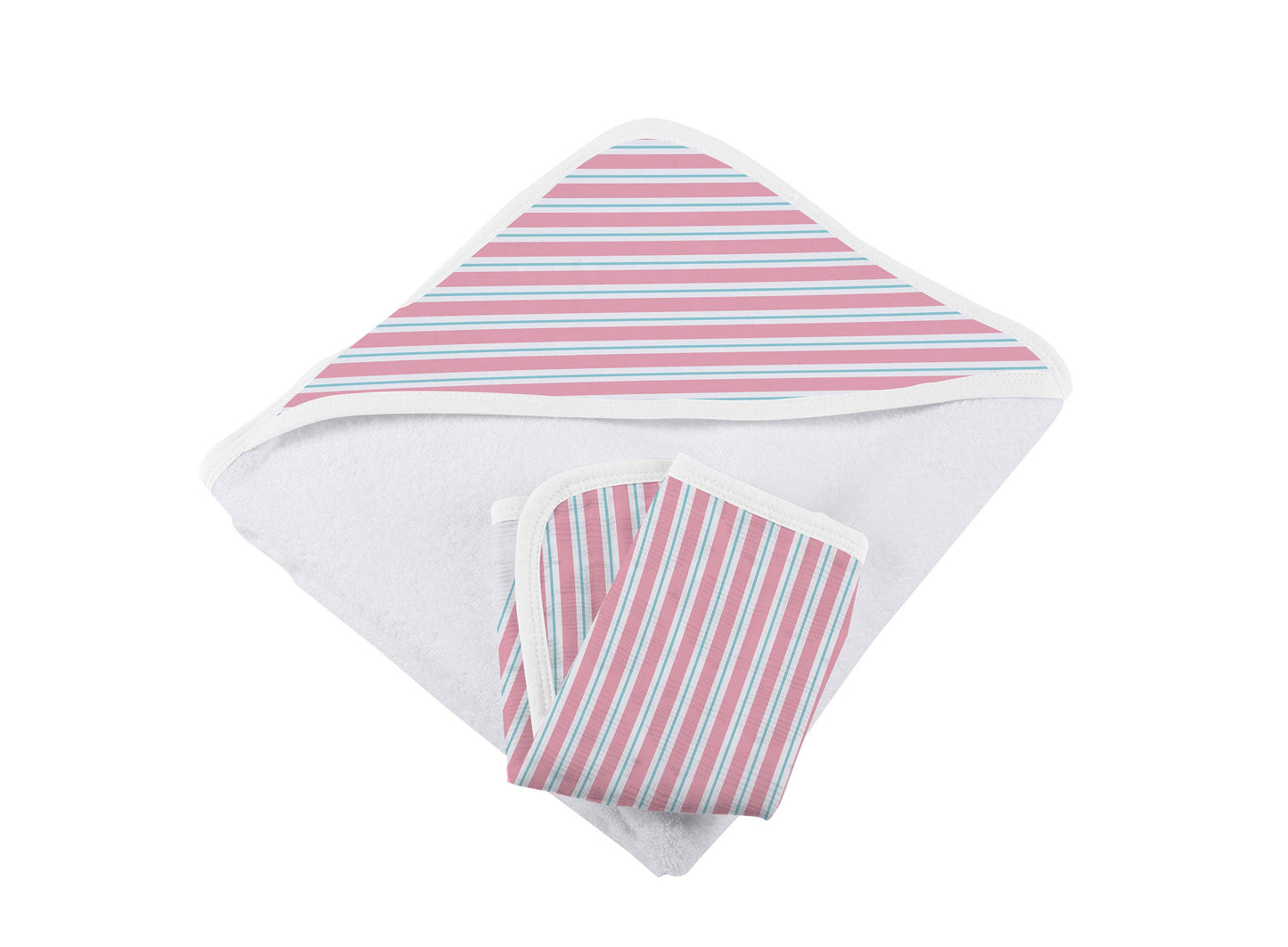 Newcastle Classics - Candy Stripe Hooded Towel and Washcloth Set