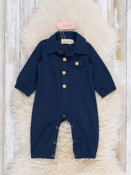 Marie Nicole Clothing - Classic Button-Up Romper- Navy