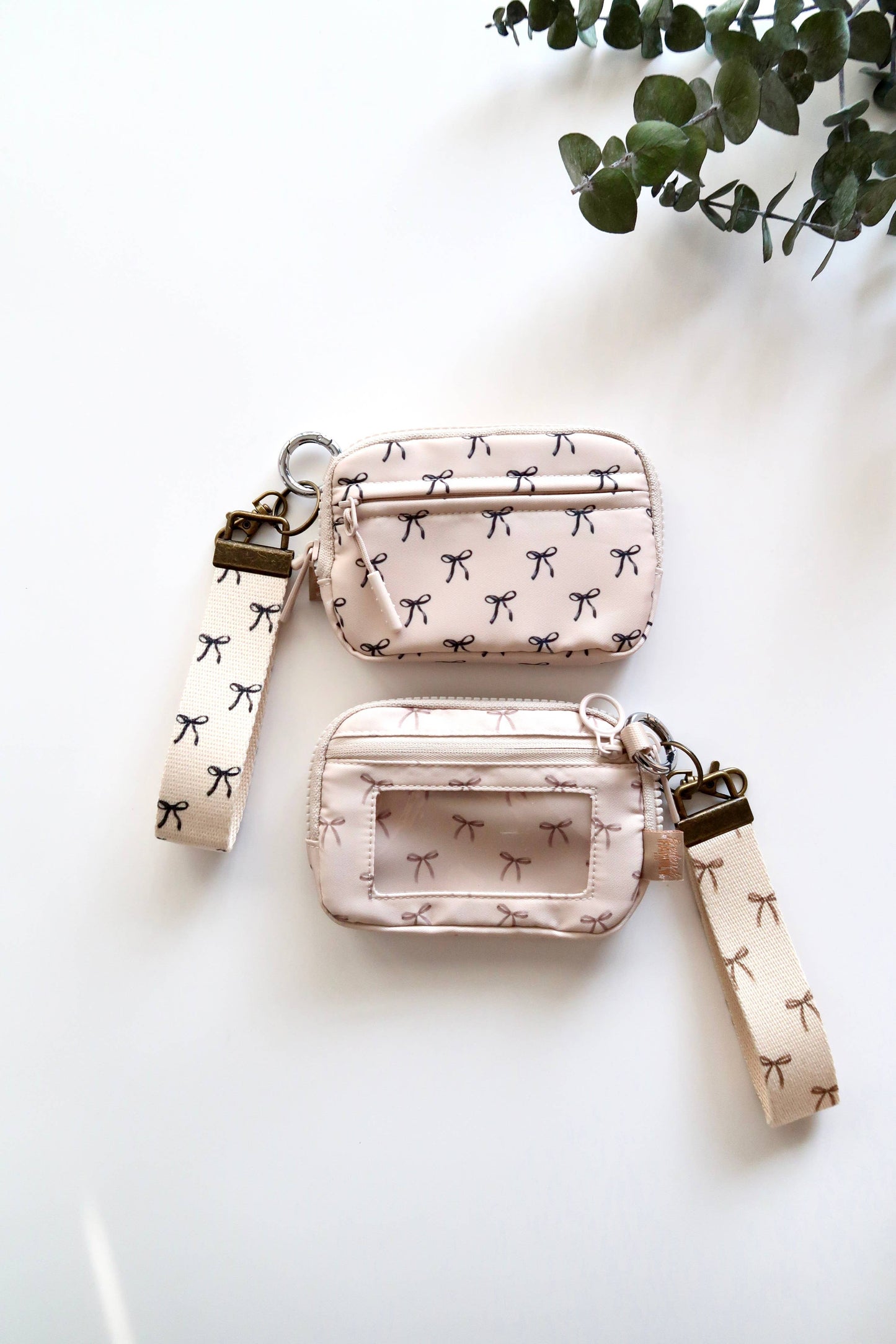 Frederick Family Co. - Bow Keychain Wallet with Wrist Lanyard, Compact Card Holder