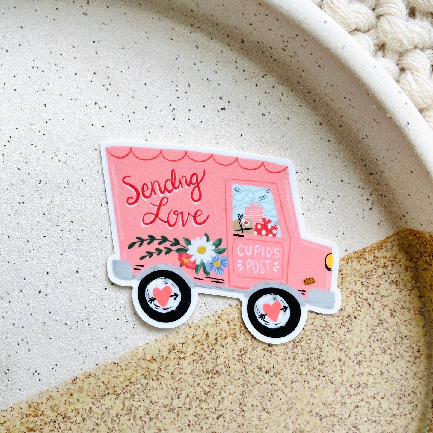 Makerie Day - Valentine's Day Cupid's Postal Truck Sticker