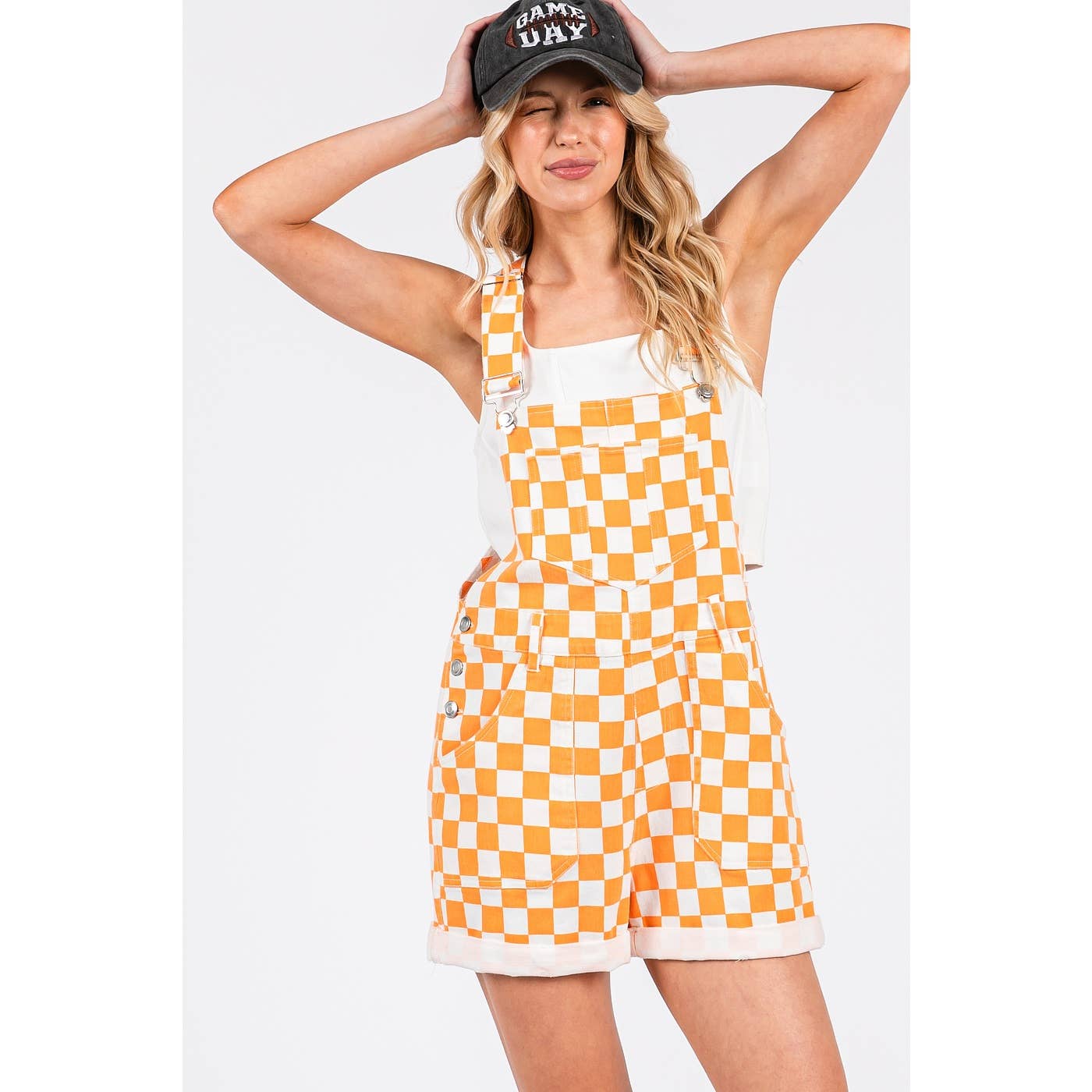 mittoshop - GAME DAY CHECKERED ROMPER BIB OVERALLS