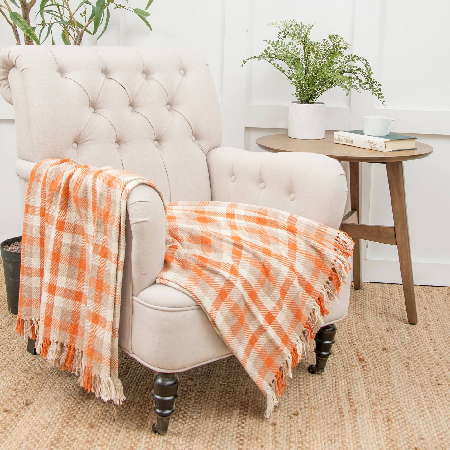 C&F Home - Fall/Harvest Dunmore Orange Check Throw Blanket