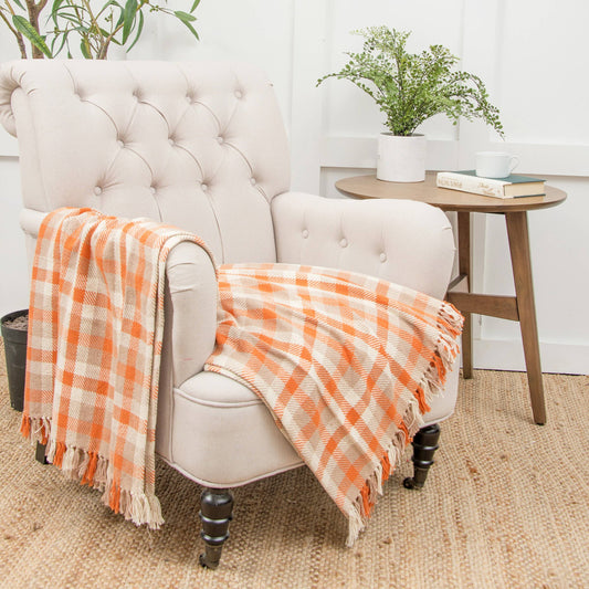 C&F Home - Fall/Harvest Dunmore Orange Check Throw Blanket