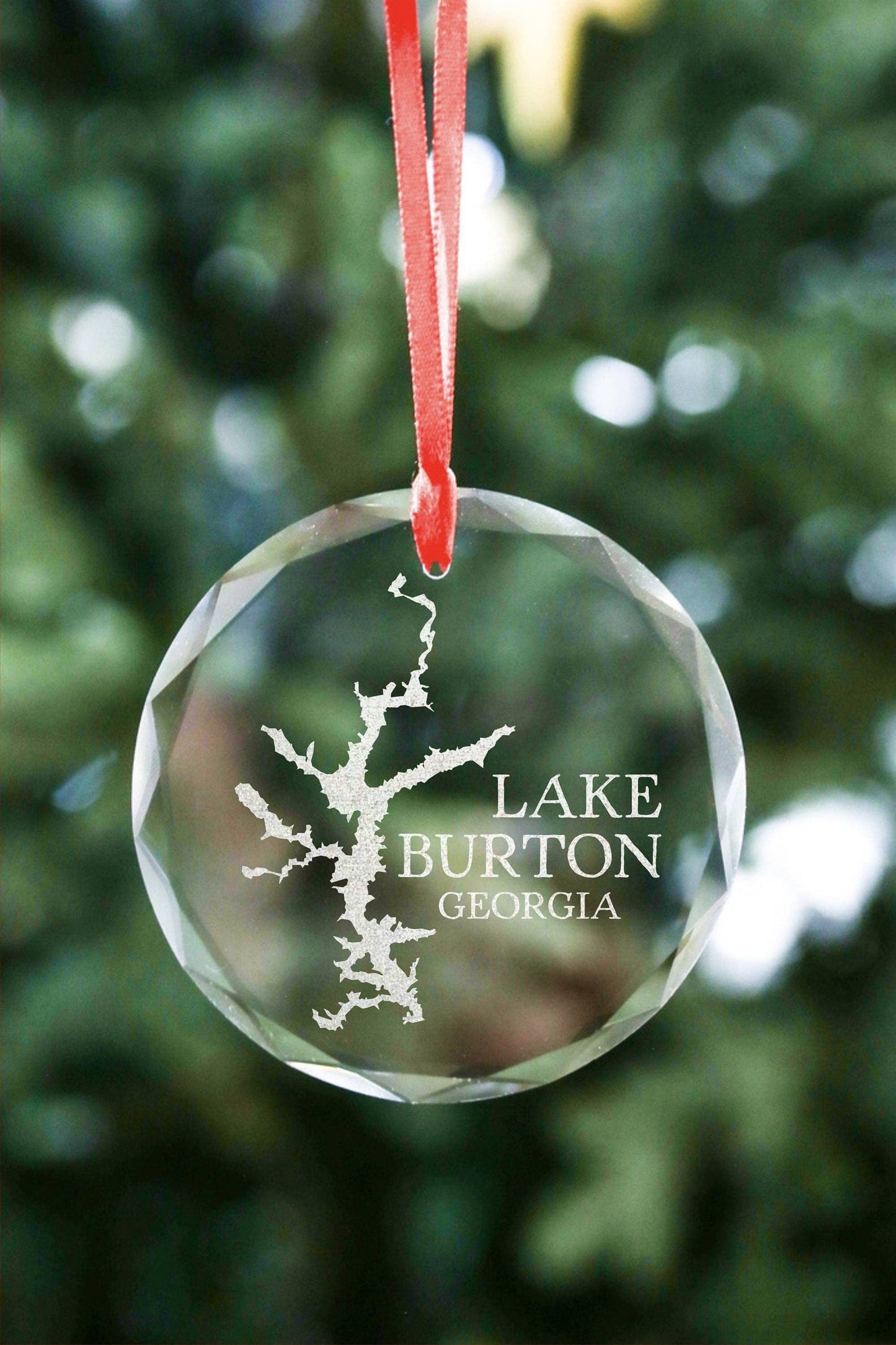 The Lillie Pad - Custom Lake Map Ornament - Etched Crystal Ornament
