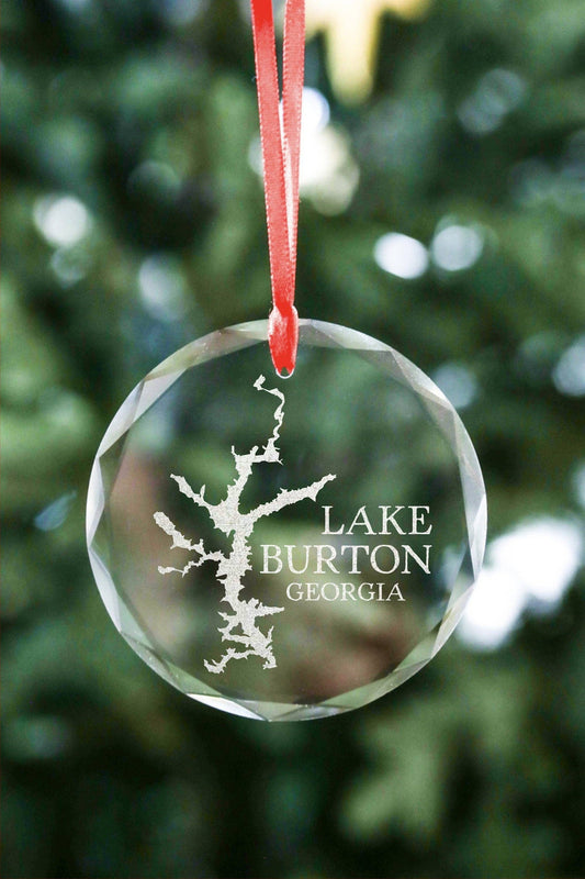The Lillie Pad - Custom Lake Map Ornament - Etched Crystal Ornament