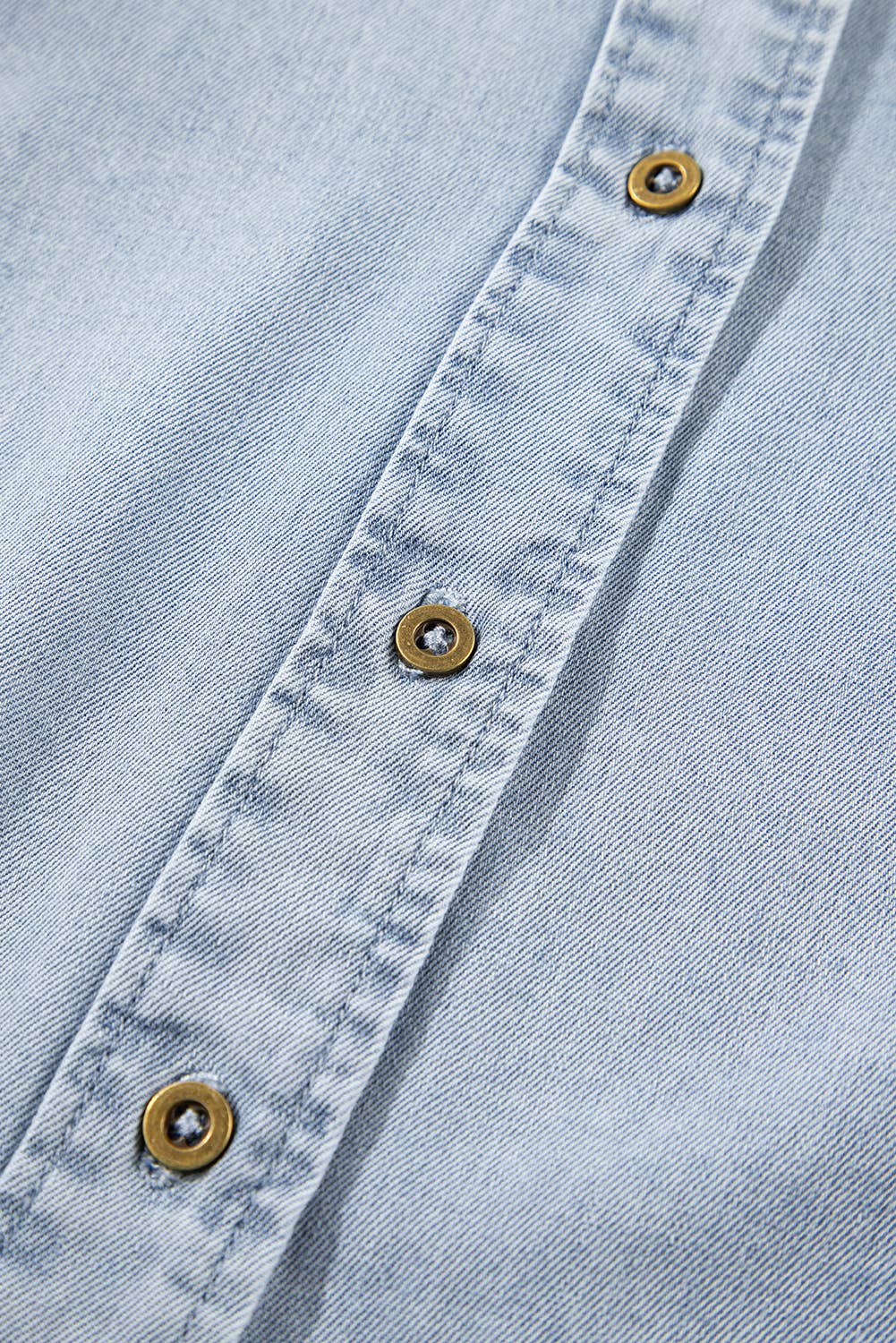 Aapparella - Ruffle Short Puff Sleeve  Chambray Denim Shirt | S-XL