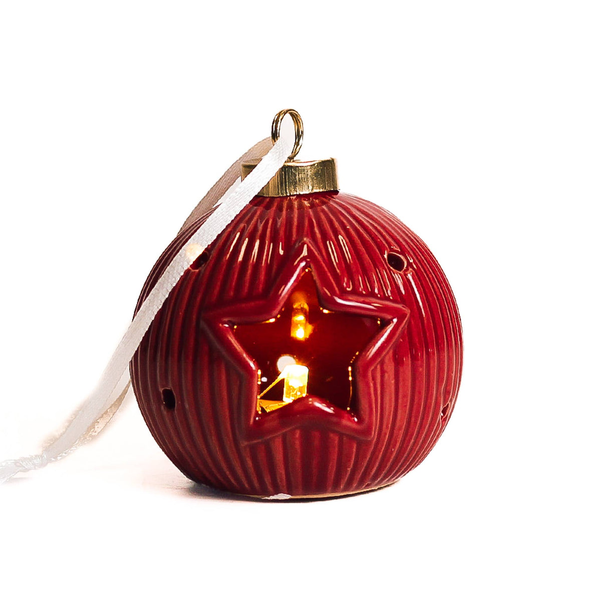A Cheerful Giver - Star Red Ornament with LED Light — Christmas, Holiday Ornaments