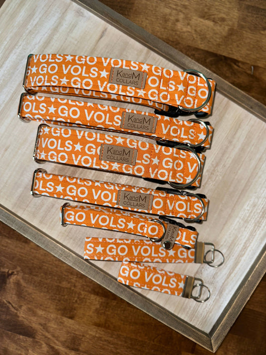 K and M Collars - Go Vols Dog Collar, Pet Accessory, Tennessee, GBO