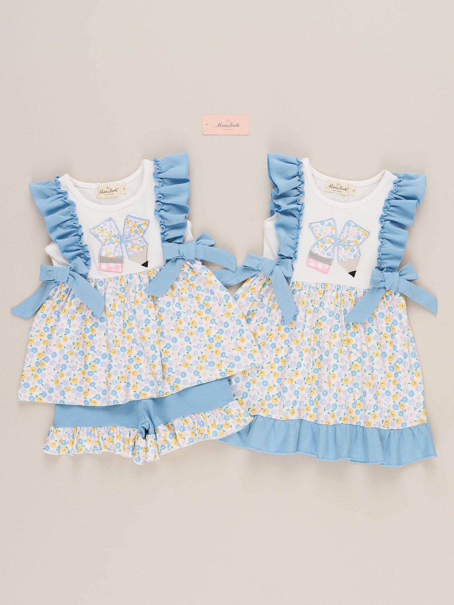 Marie Nicole Clothing - Ruffle Floral Bow Pencil Outfit