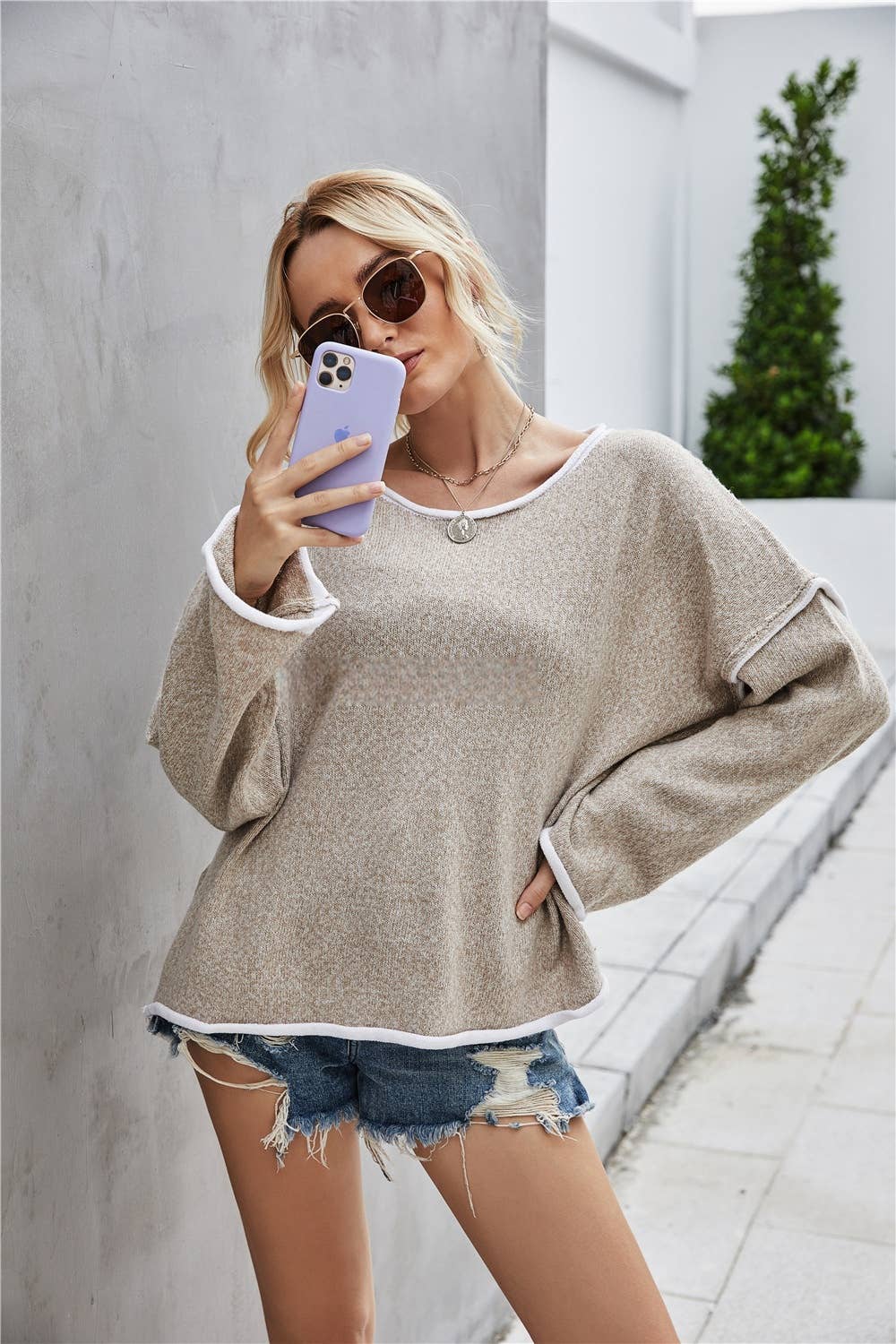 NINEXIS - CWOSWL1043_Casual Crew Neck Pullover Long Sleeve Sweater