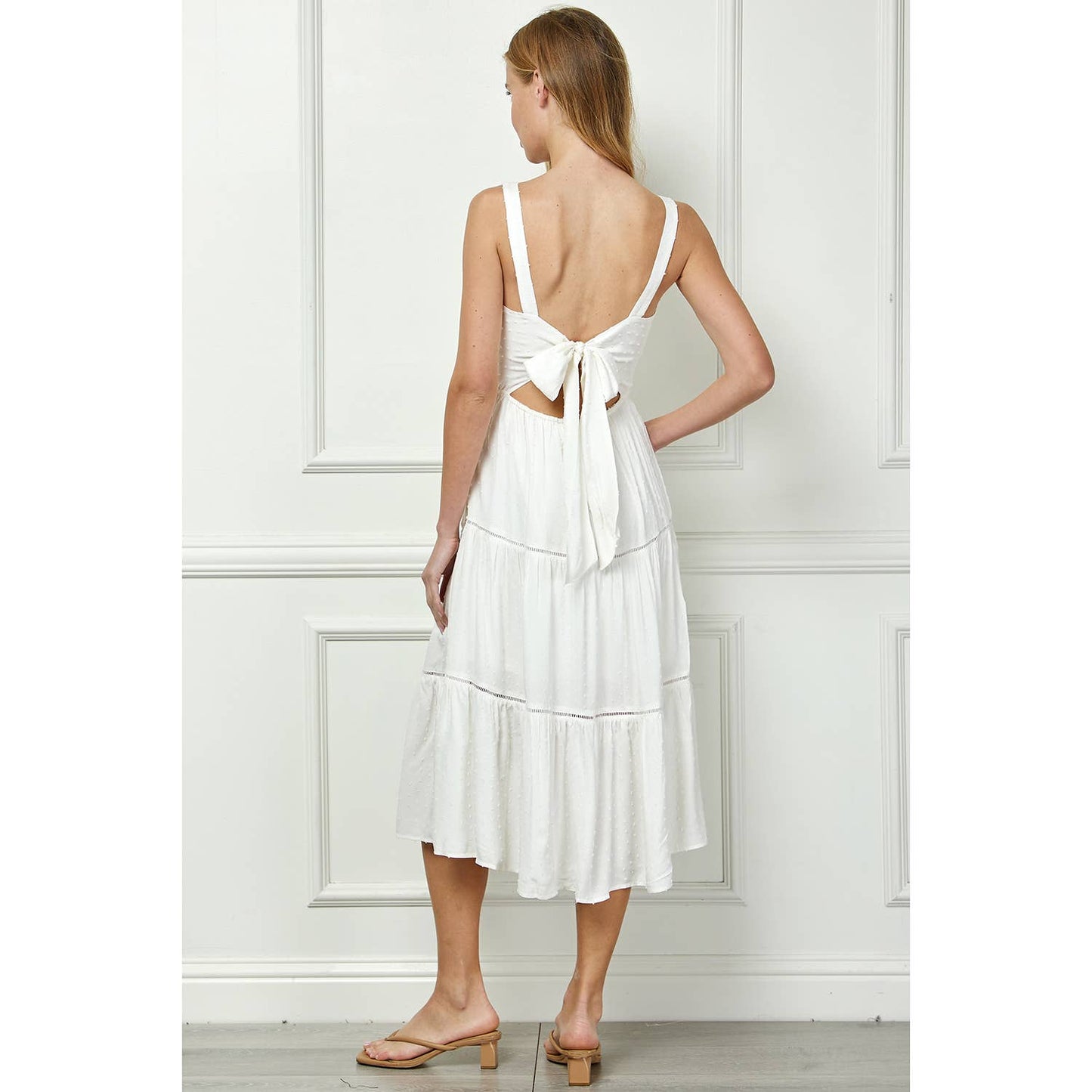 Winslow Collection - 3 TIER LONG DRESS WITH STRAPS & BACK BOW TIE