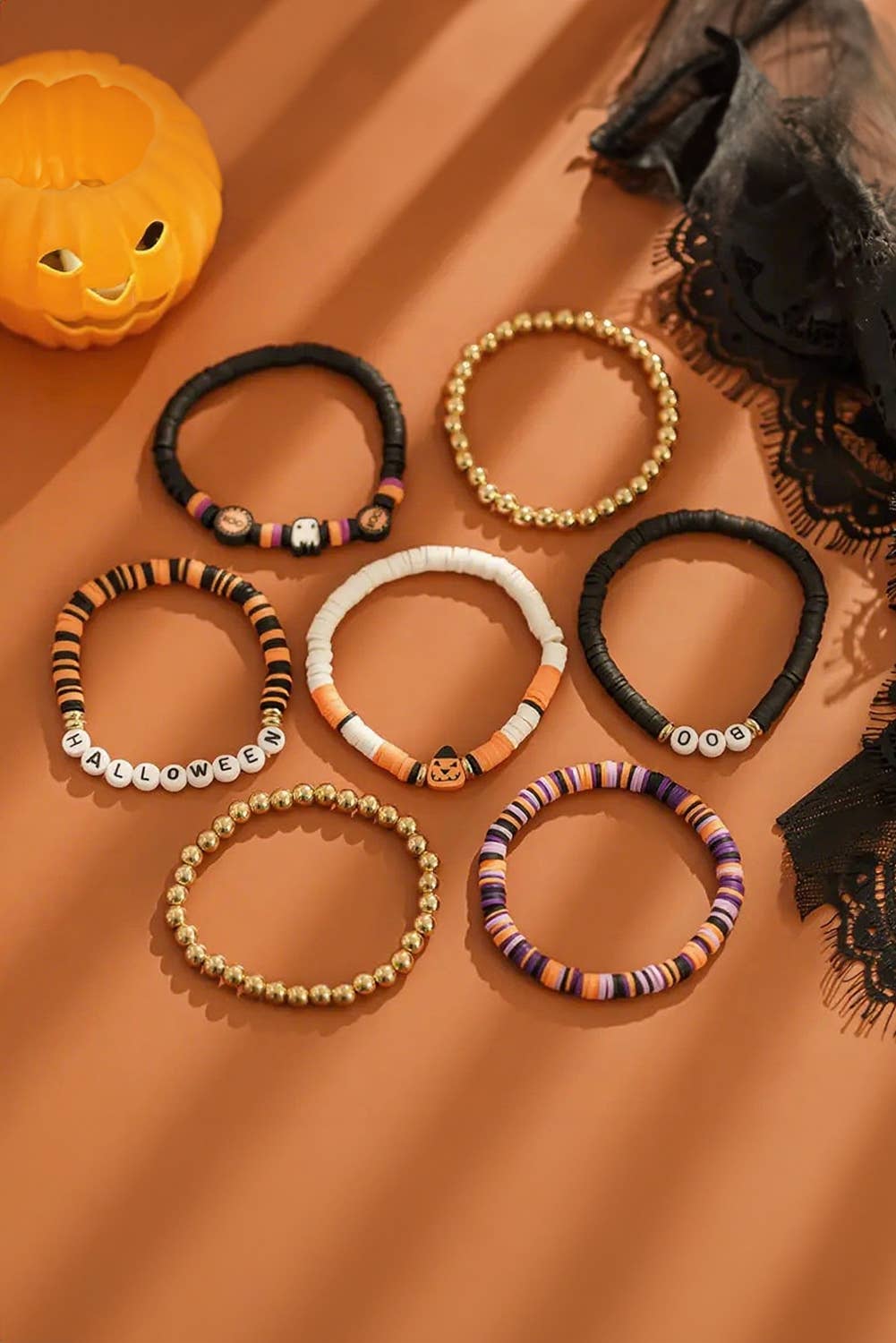 Aapparella - BOO Halloween Beaded Graphic Bracelet Set | 7pcs