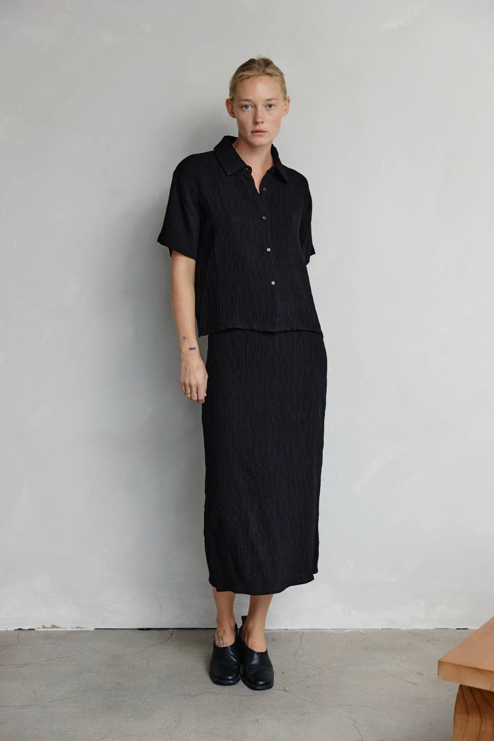 MOD REF - The Miranda Skirt | Textured Midi Skirt with Back Slit
