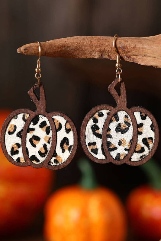 Aapparella - 100%Wood Leopard Pumpkin Shape Dangle Earrings