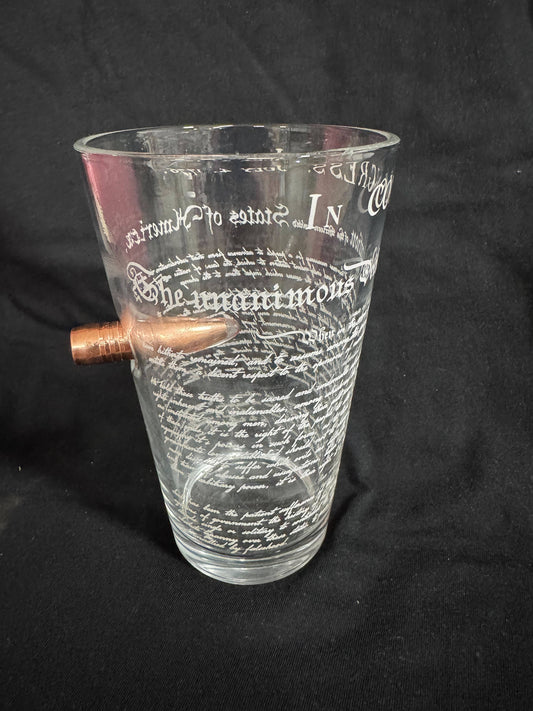 I Love My Freedom - Declaration of Independence - Bullet Pint Glass - 3506