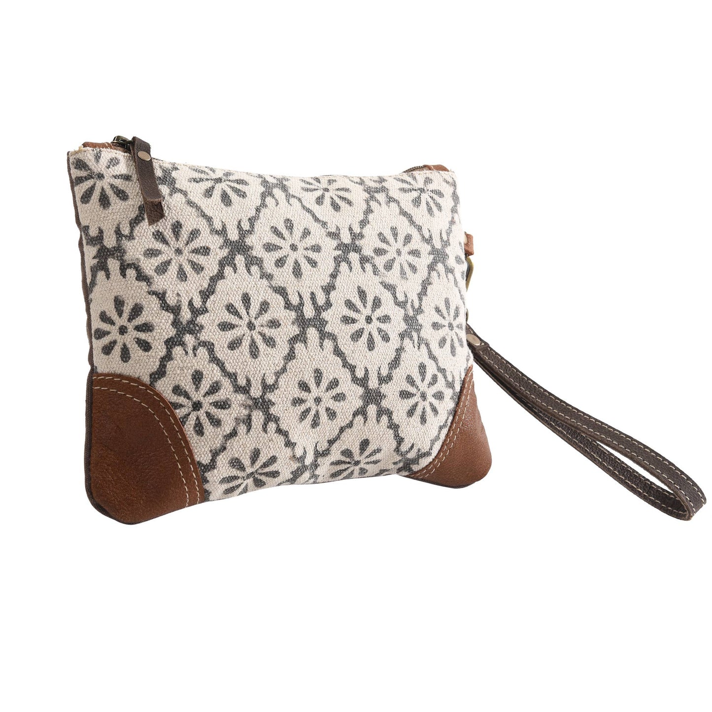 Clea Ray Canvas Bags & Clothing - Rug Wristlet with Leather Corner
