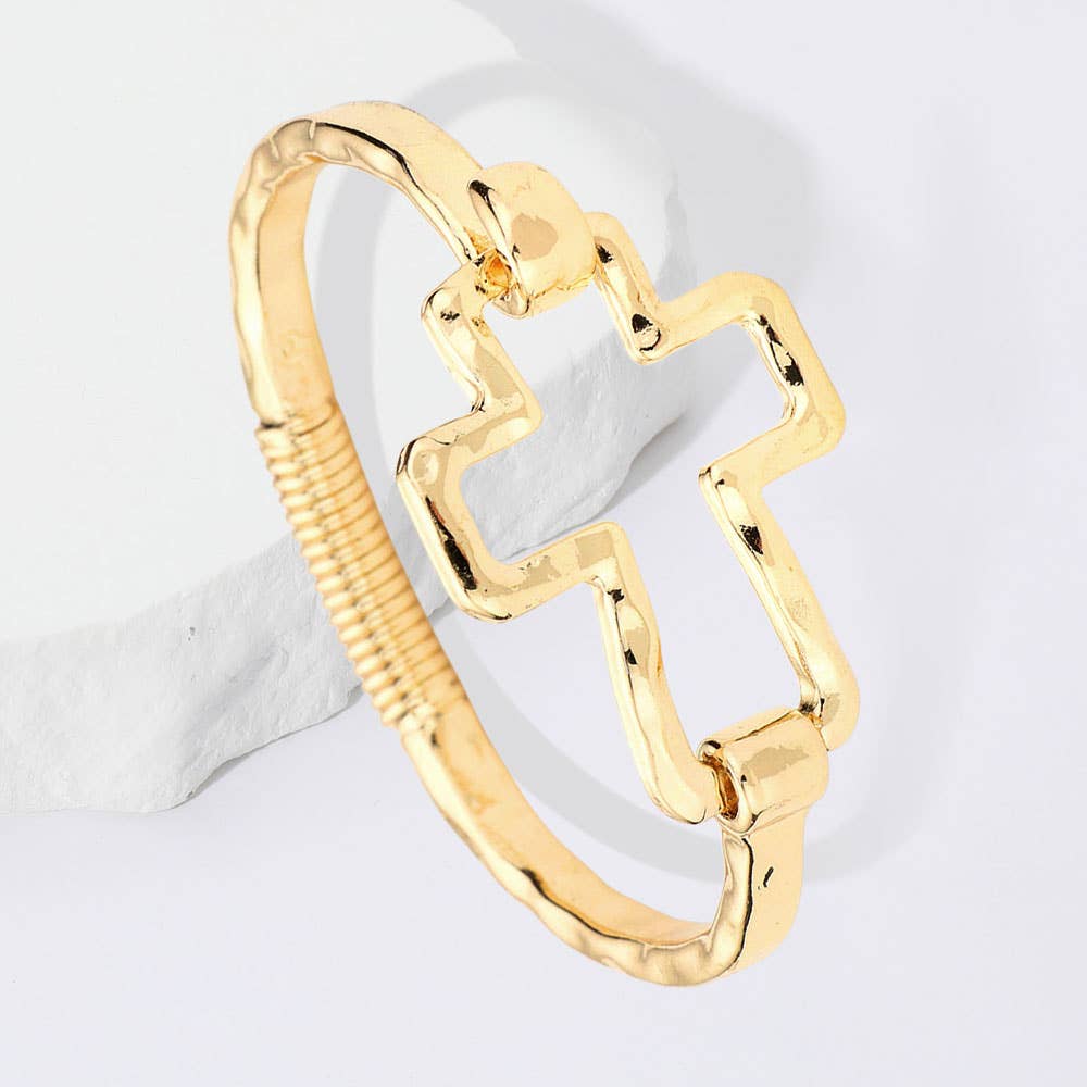 Sensibling Corp. - Hammered Open Metal Cross Hook Bracelet