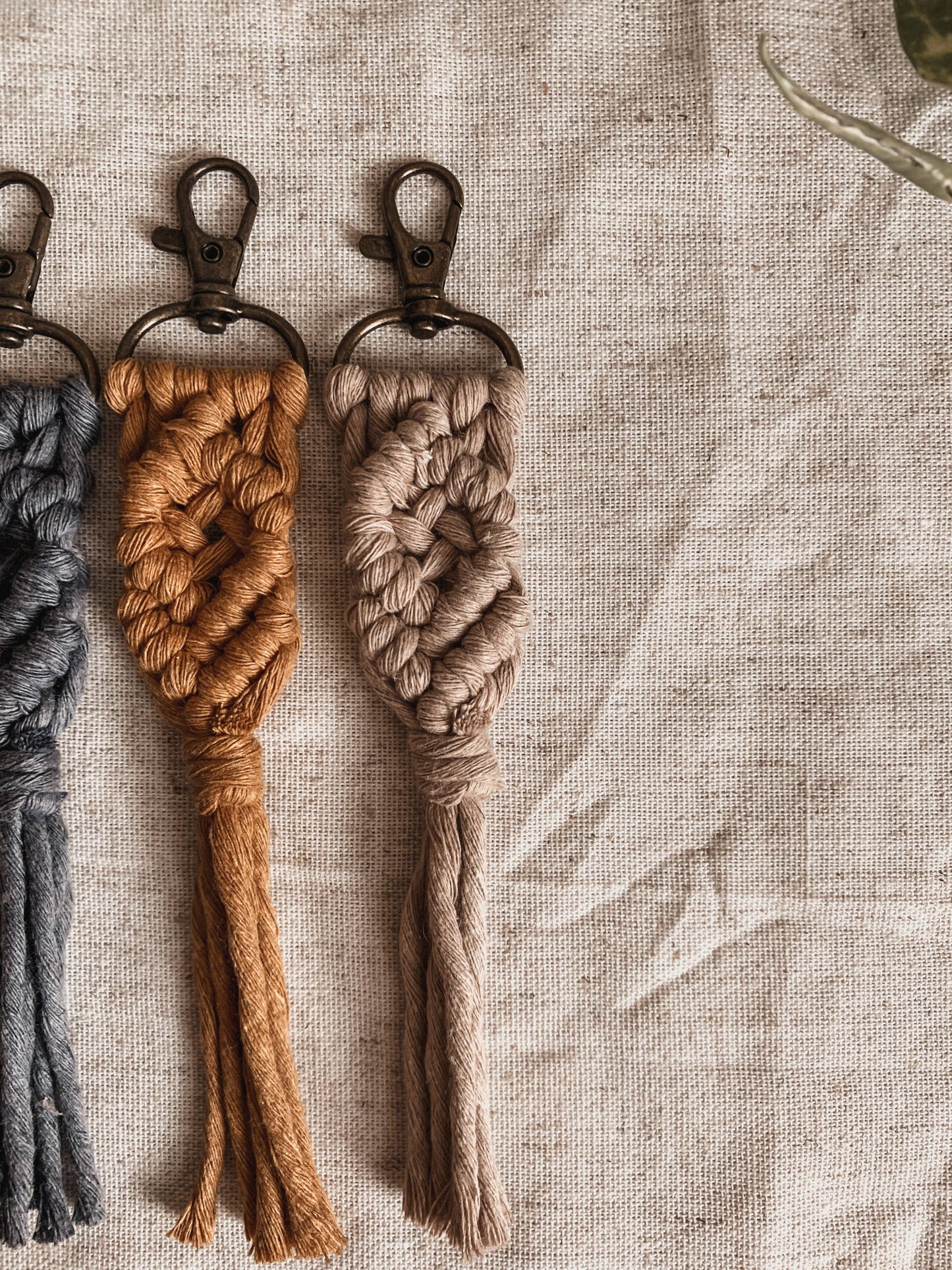 Offhand Fibers - Neutrals Macrame Keychain | Bag Charm