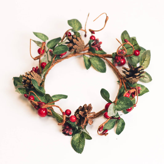 A Cheerful Giver - Winter Berry Pine Candle Ring