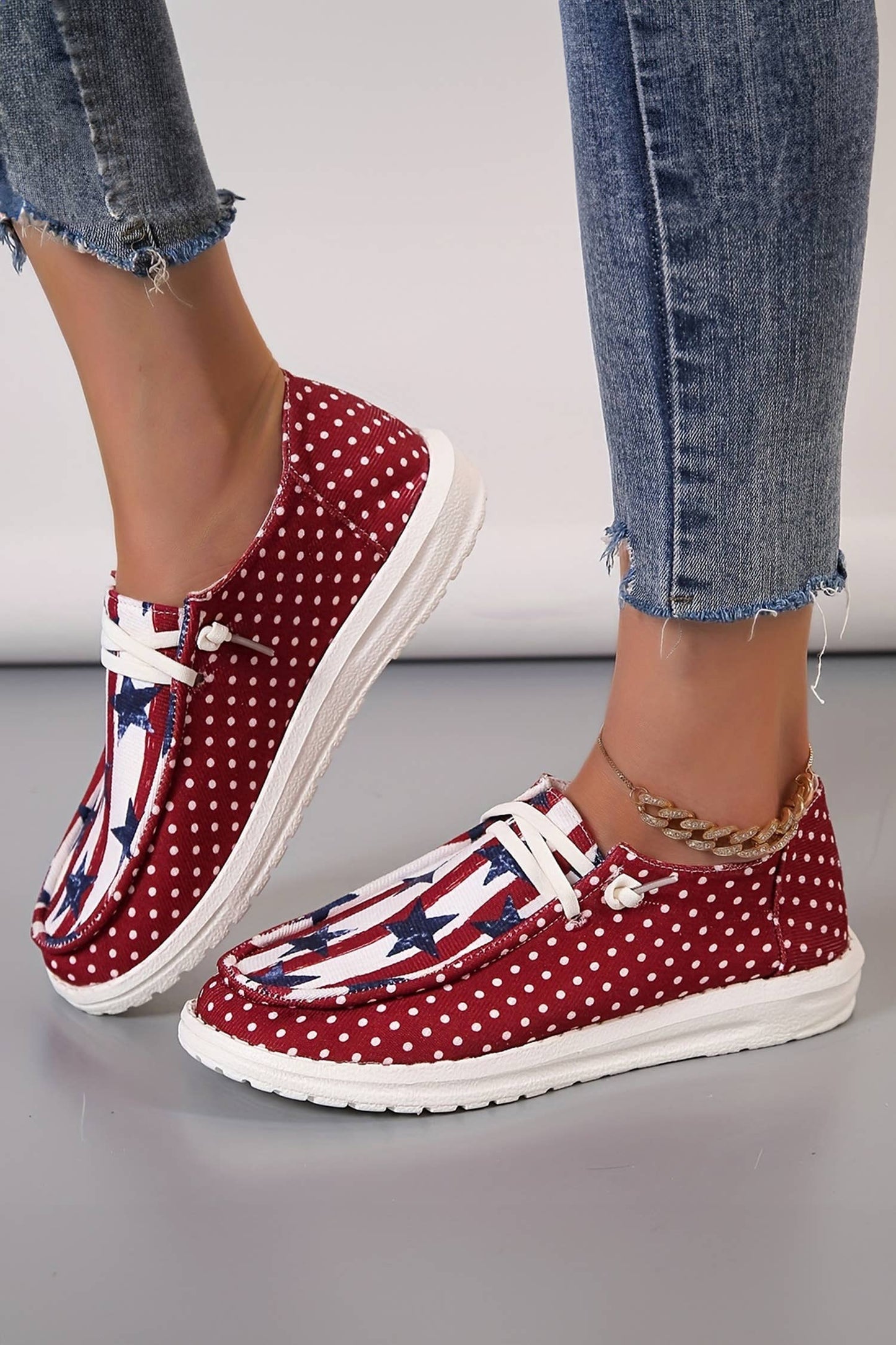 Little Daisy Closet - LDC Polka Dot Stars and Stripes Independent Day Casual Shoes