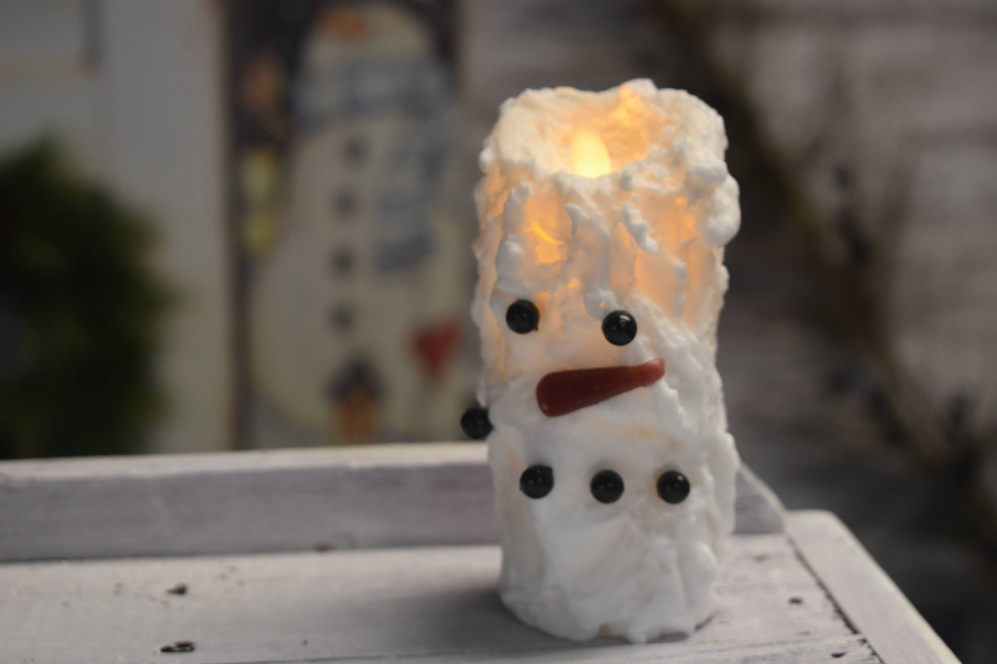Wholesale Home Decor - Snowman Votive Moving Flame LED Candle 2in by 5in
