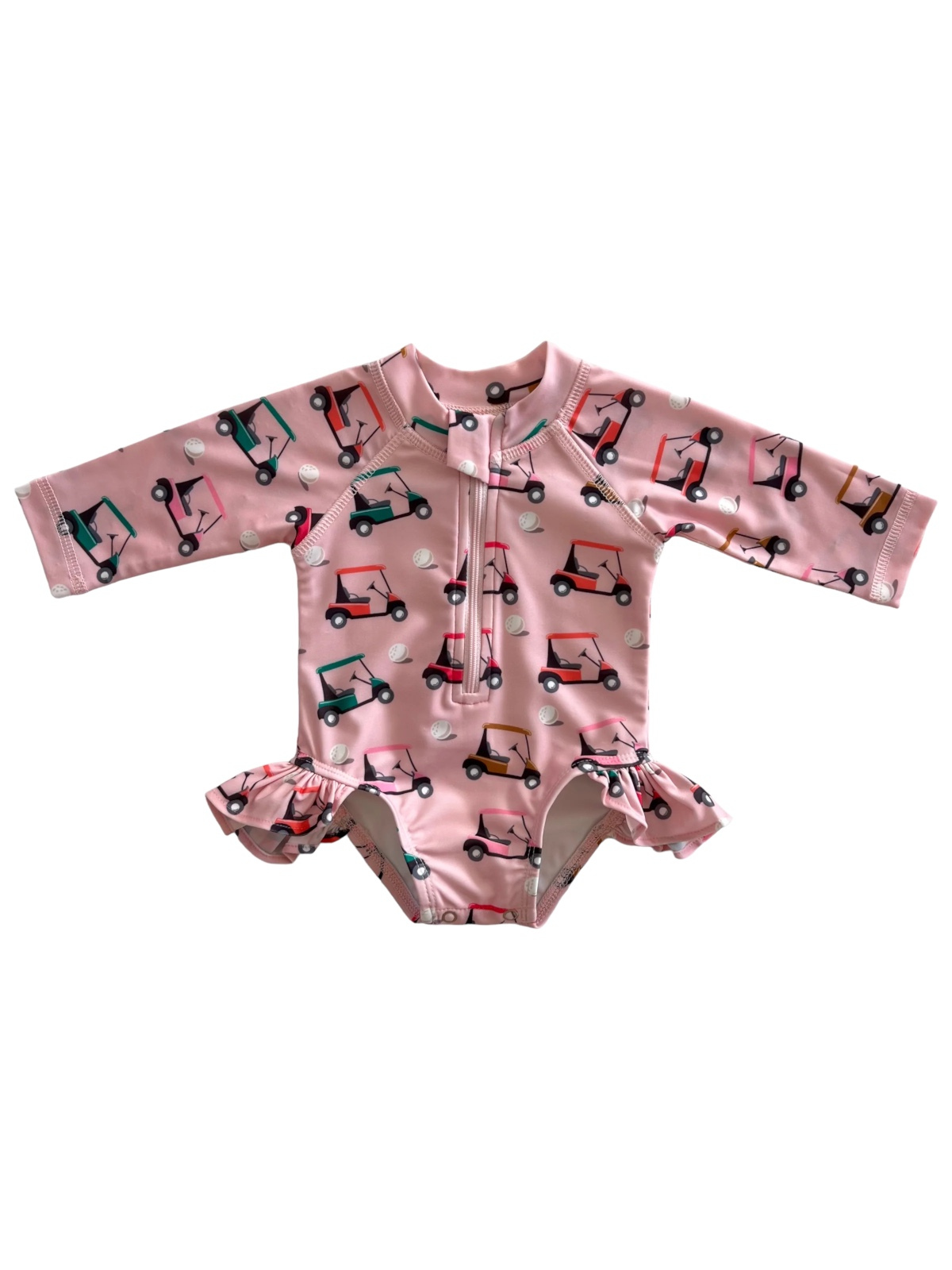 SIIX Collection - Pink Golf Cart / Skipper Rashguard Swimsuit / UPF 50+ (Baby)