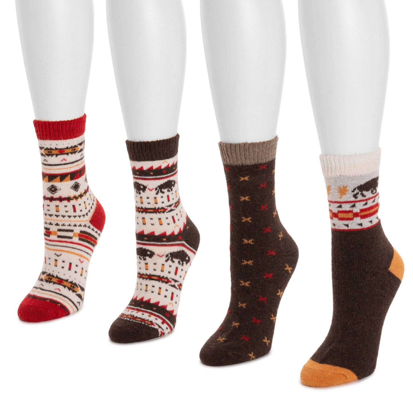 Muk Luks - MUK LUKS Women's 4 Pair Pack Patterned Crew Boot Socks