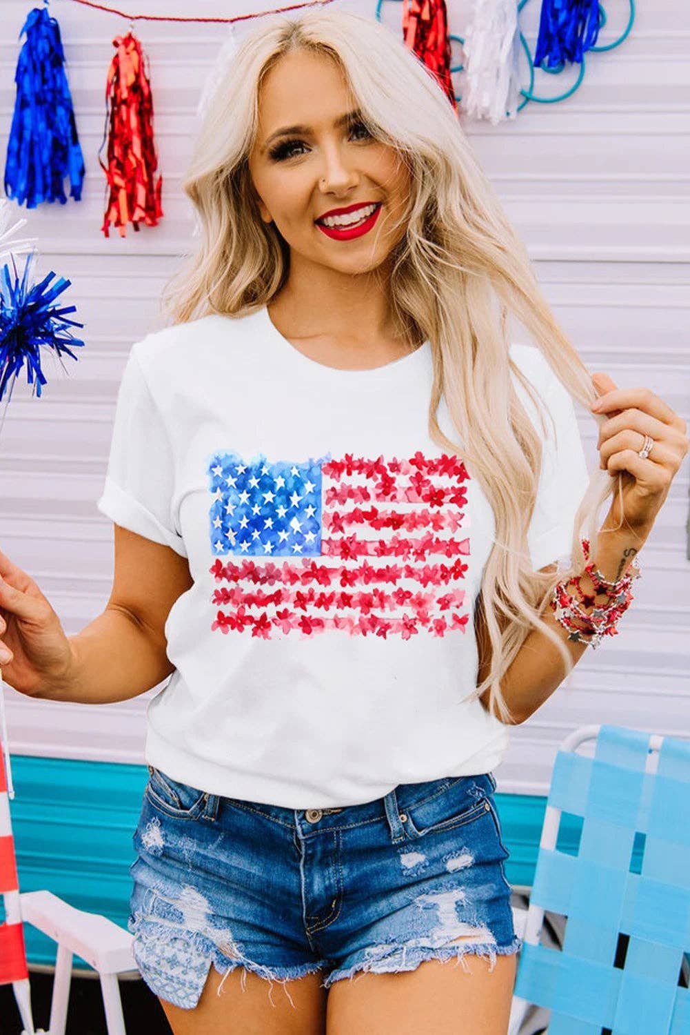 Lovesoft - White Flag Graphic Crew Neck Tee