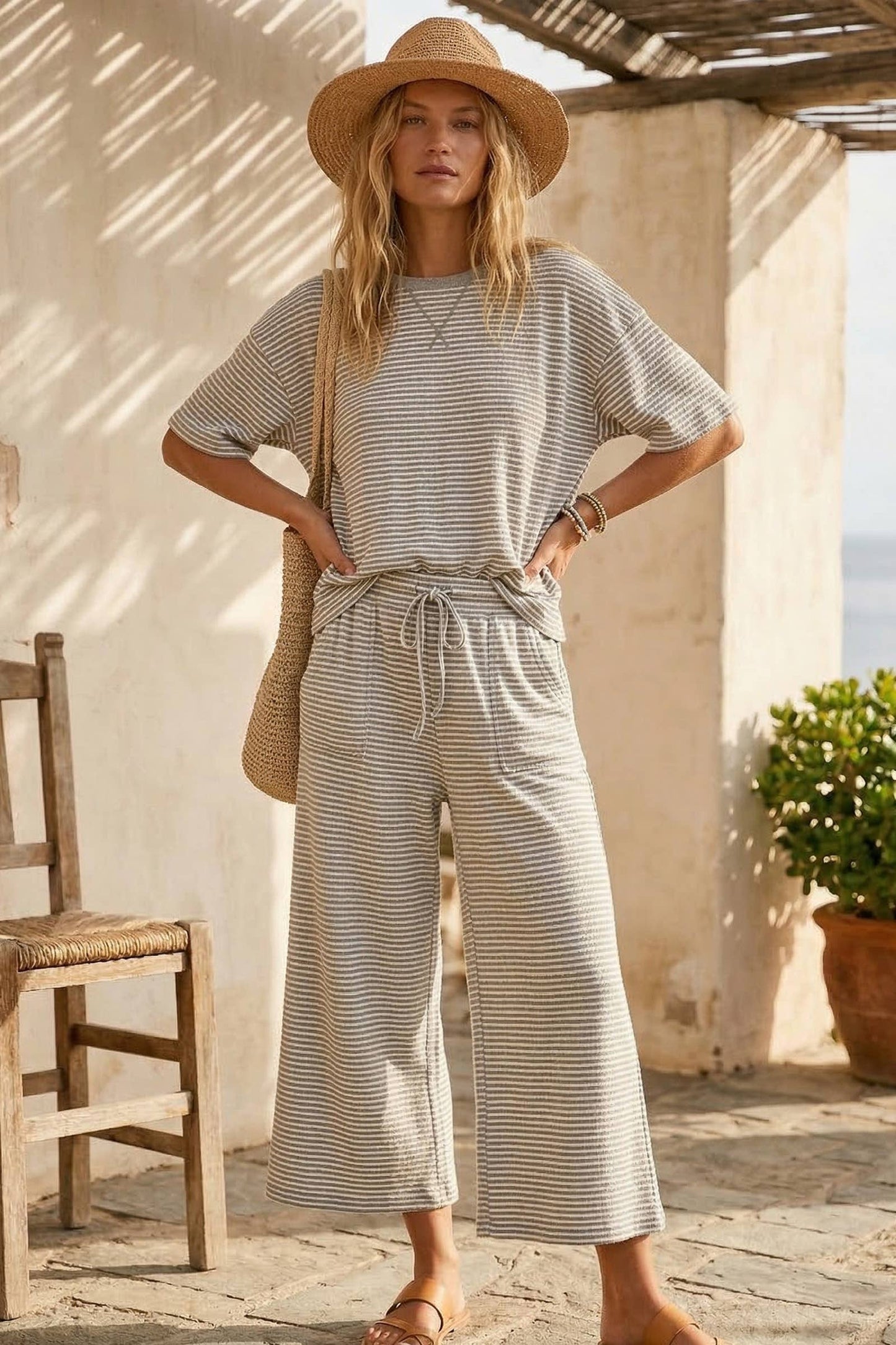Sewn and Seen - Striped Knit Top and Pants Set