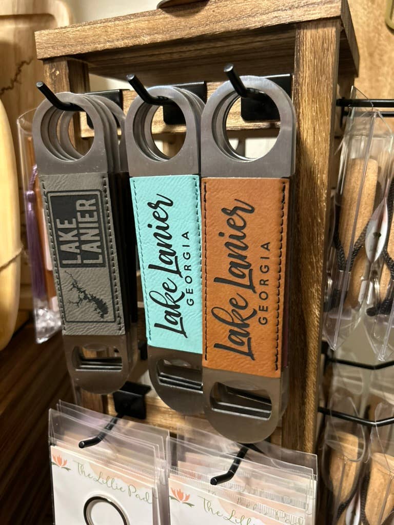 The Lillie Pad - Custom City & State Name Bottle Opener - Leatherette