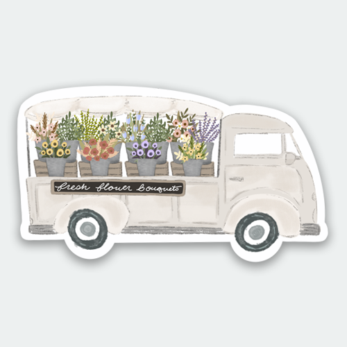 Makerie Day - Vintage Cream Flower Truck Sticker
