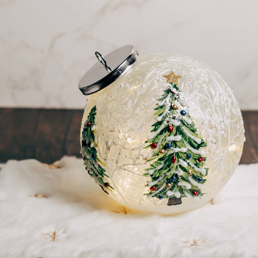 A Cheerful Giver - Christmas Trees Ornament Crackle Glass LED Holiday Lights